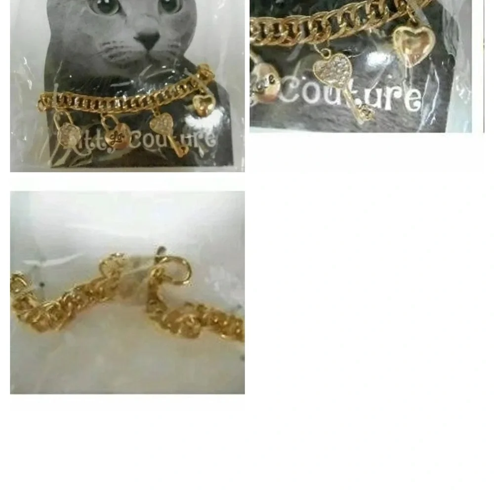 Gold Cat Collar Kitty Couture Gold Tone Chain Cat Collar NEW